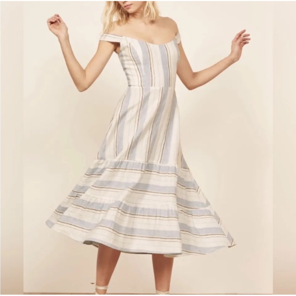 Reformation Kate Dress in Napoli Stripe I 4 linen - Picture 1 of 11